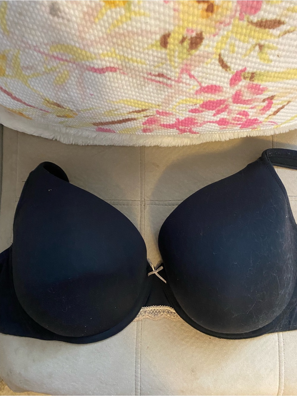 Cacique Black T-Shirt Bra with Bow Accent